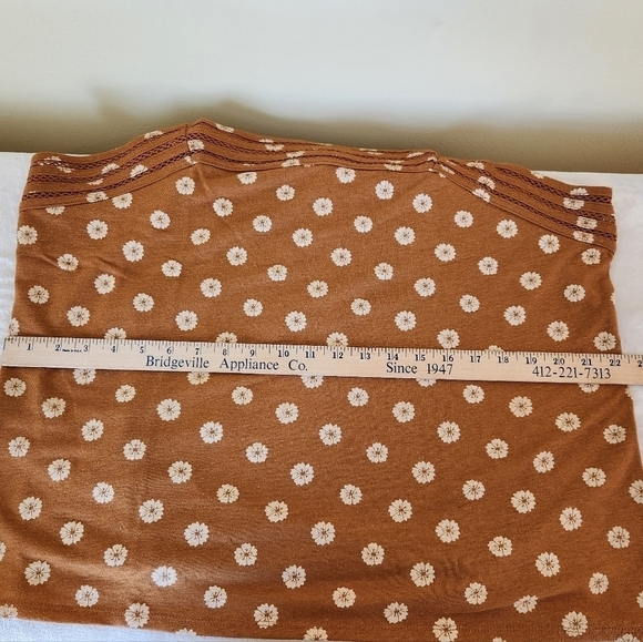 Market & Spruce Linen Blend Brown and Cream Floral Tank Size XXL - Picture 8 of 11